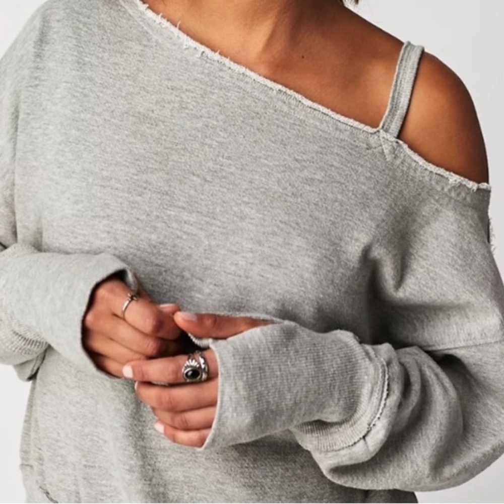 NWT Free People On The Edge Pullover Gray Size XL - Picture 4 of 5